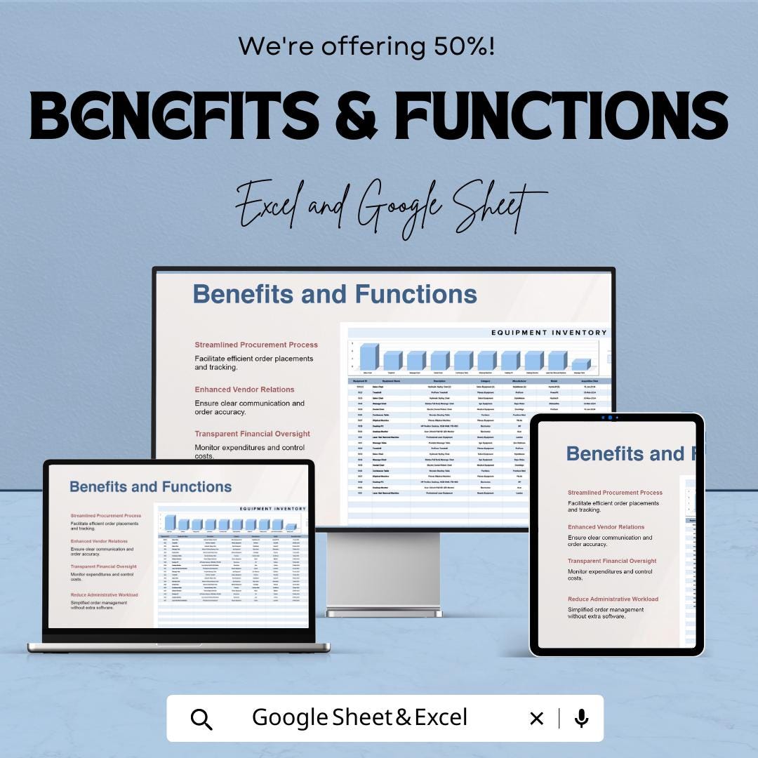 Equipment Inventory Sheet Template | Asset Tracking Spreadsheet | Equipment Management | Small Business Inventory Tracker