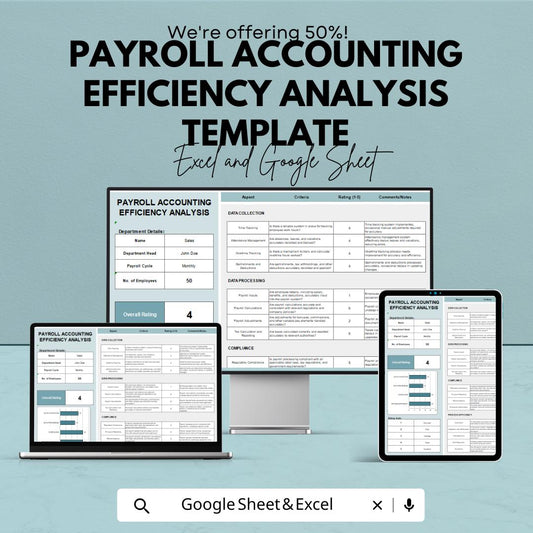 Payroll Accounting Efficiency Analysis Template | Payroll Audit Tool | HR Management Spreadsheet | Payroll Performance Tracker
