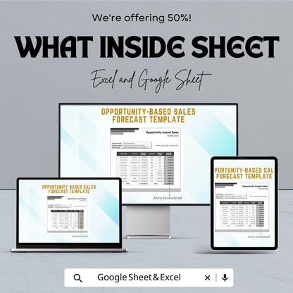 Opportunity-Based Sales Forecast Sheet | Excel & Google Sheet | Sales Pipeline Tracker | Forecasting Template | Instant Download
