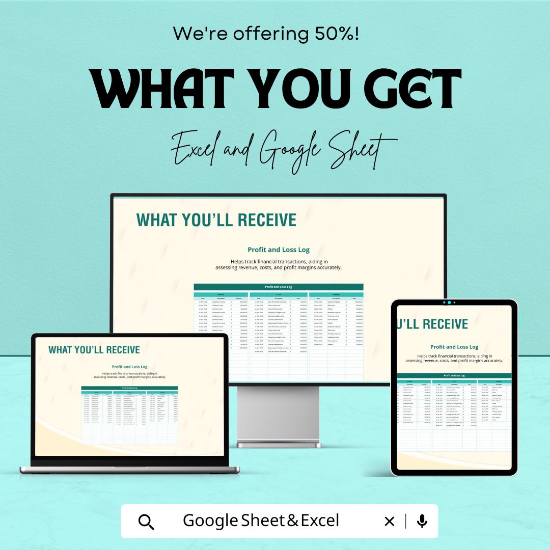 Profit and Loss Budget Sheet – Excel & Google Sheets | Automated Business Tracker | Digital Download