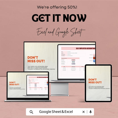 Self Employed Accounting Template | Small Business Accounting Spreadsheet | Income & Expense Tracker | Freelancer Bookkeeping Template