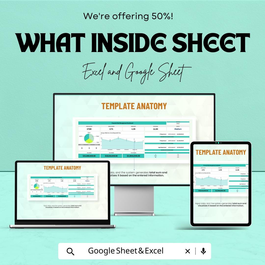 Financial Risk Management Dashboard – Excel and Google Sheets – Track Financial Risk, Analyze Data & Make Informed Decisions – 50% OFF