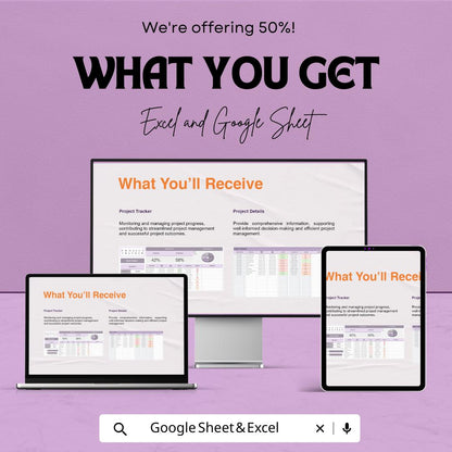 Project Tracker Template | Excel & Google Sheets | Project Management Spreadsheet | Task Tracker Dashboard | Budget Planner | Work Organizer