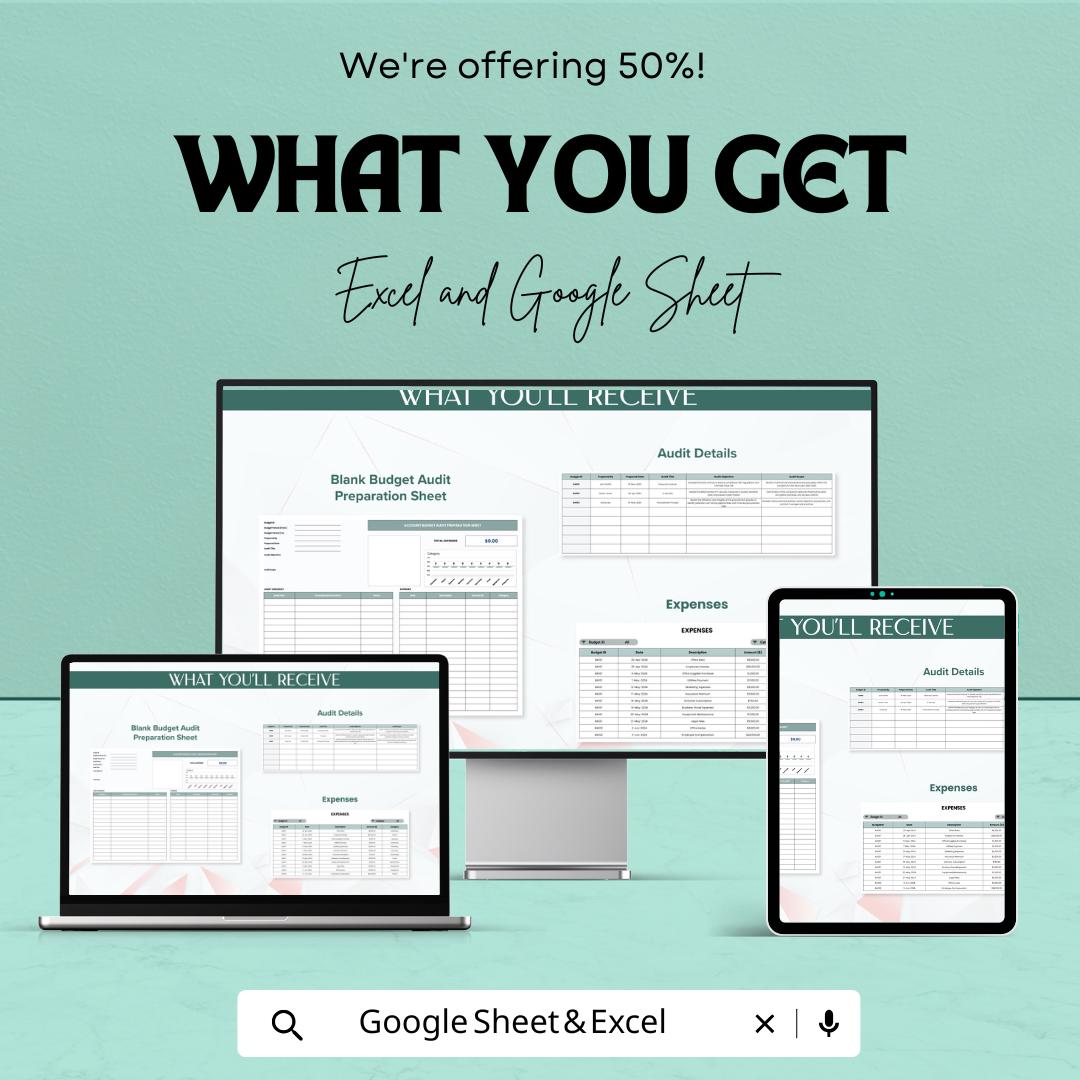 Account Budget Audit Preparation Sheet – Excel and Google Sheets – Personalize Your Budgeting & Auditing Process – 50% OFF