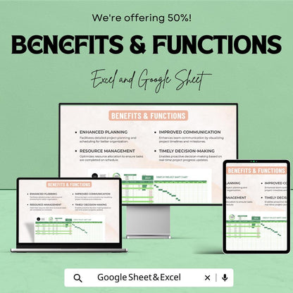 Startup Project Gantt Chart Template | Excel & Google Sheets Project Planner | Business Timeline Spreadsheet