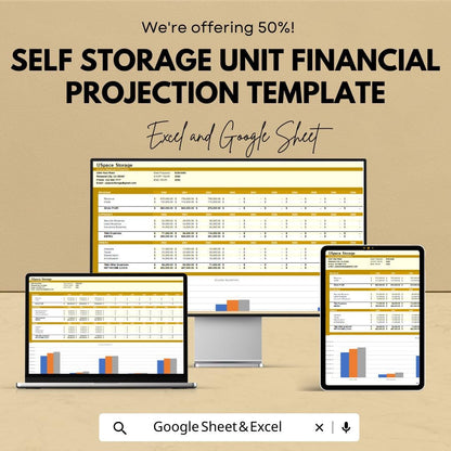Self Storage Unit Financial Projection Template | Storage Business Forecast | Revenue & Expense Model | Financial Planning Spreadsheet