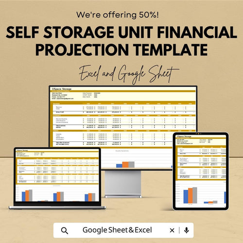 Self Storage Unit Financial Projection Template | Storage Business Forecast | Revenue & Expense Model | Financial Planning Spreadsheet