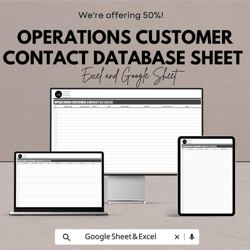 Operations Customer Contact Database Sheet | Excel and Google Sheets | Organize & Manage Customer Info | Customizable | Instant Download