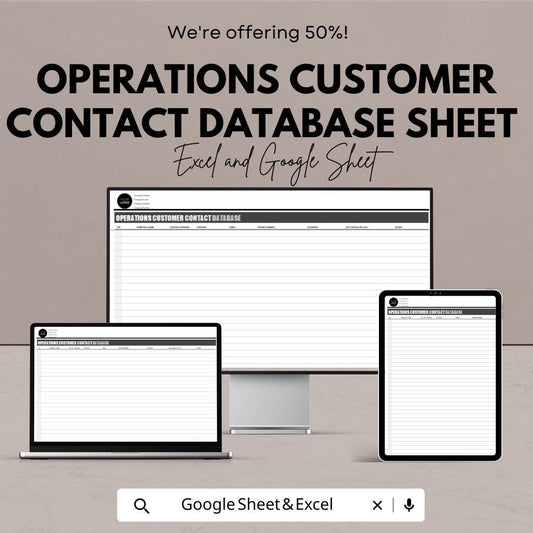 Operations Customer Contact Database Sheet | Excel and Google Sheets | Organize & Manage Customer Info | Customizable | Instant Download