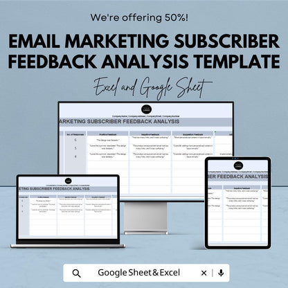 Email Marketing Subscriber Feedback Analysis Template | Email Feedback Tracker | Customer Response Analyzer | Marketing Review Tool
