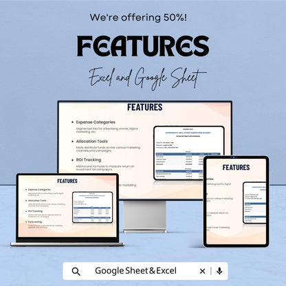 Commercial Real Estate Marketing Budget Template | Real Estate Marketing Planner | ROI Tracker | Business Expense Spreadsheet