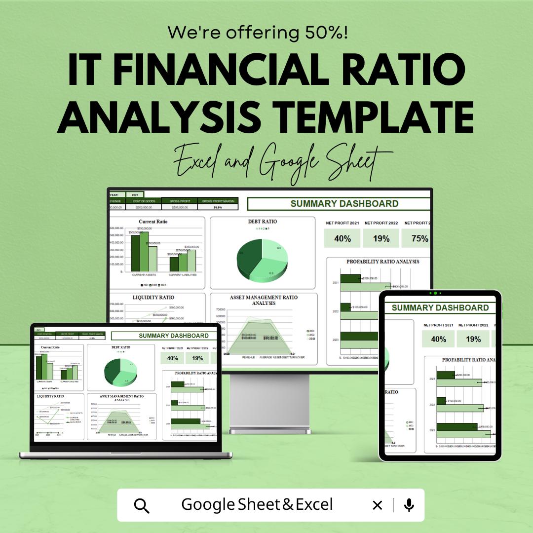 IT Financial Ratio Analysis Template | Business Ratio Analysis Spreadsheet | Finance Analysis Tool