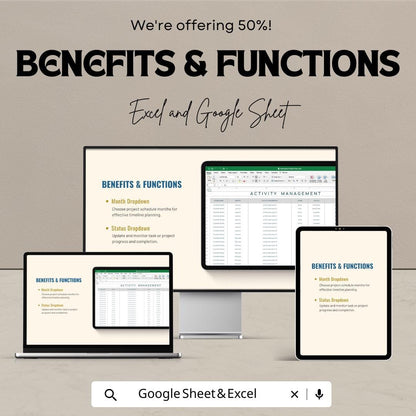 Internship Project Plan Sheet | Excel & Google Sheets Template | Internship Tracking | Activity Management Template | Project Plan Template