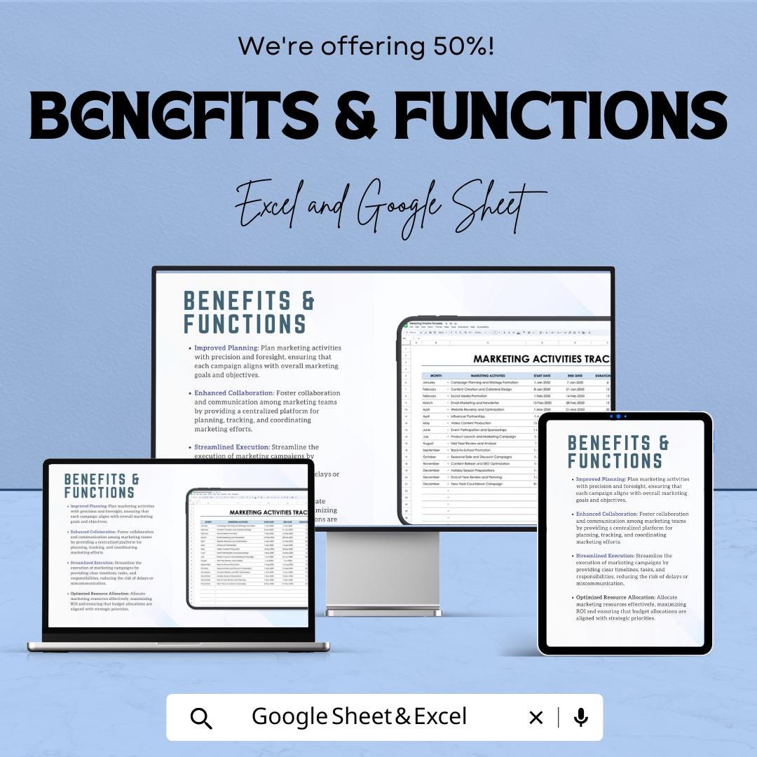 Marketing Timeline Sheet for Strategic Planning | Excel & Google Sheets Template | Marketing Campaign Planner