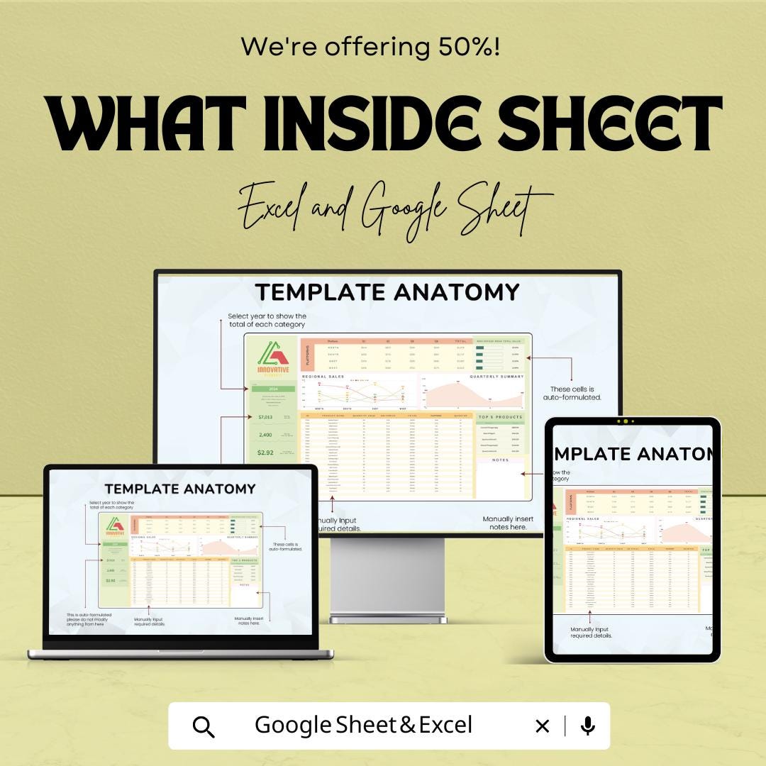 Product Sales Report Template | Sales Dashboard Spreadsheet | Revenue and Units Sold Tracker | Business Sales Analysis Template