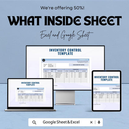 Inventory Control Template | Stock Management Spreadsheet | Excel & Google Sheets Inventory Tracker | Warehouse Stock Control Log