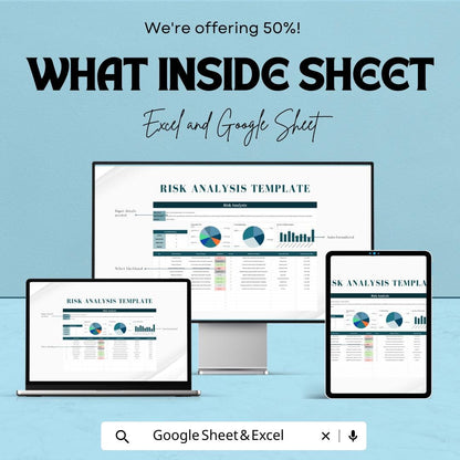 Risk Analysis Template | Excel & Google Sheets Risk Management Dashboard | Business Risk Assessment Tool | Project Risk Tracker Spreadsheet