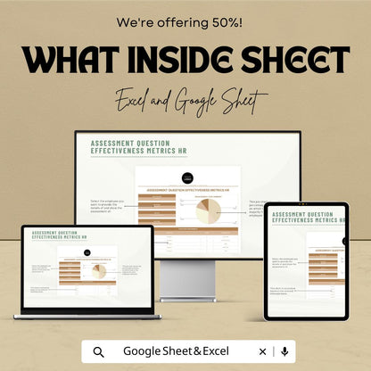 Assessment Question Effectiveness Metrics HR Template | Hiring Assessment Analysis Tool | HR Evaluation Spreadsheet | Recruitment Metrics
