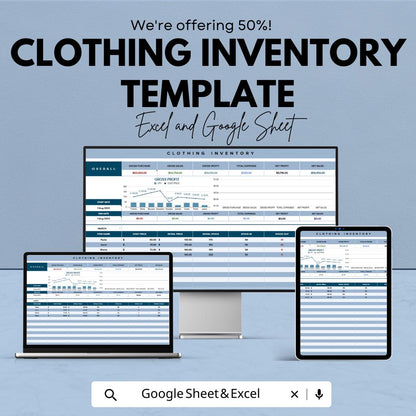 Clothing Inventory Template | Apparel Stock Tracker Spreadsheet | Boutique Inventory Management | Excel & Google Sheets