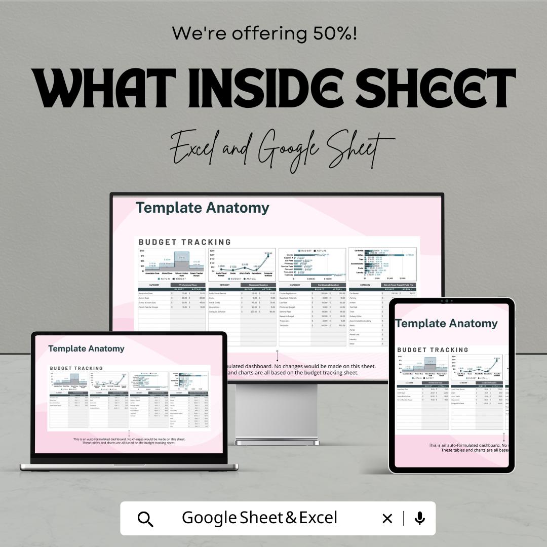 Budget Tracking Sheet Template | Expense Tracker Spreadsheet | Monthly Budget Planner | Excel & Google Sheets