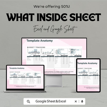 Budget Tracking Sheet Template | Expense Tracker Spreadsheet | Monthly Budget Planner | Excel & Google Sheets