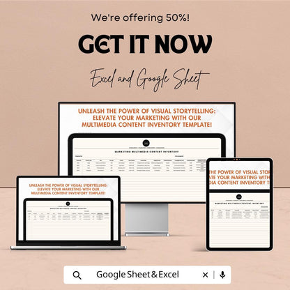 Marketing Multimedia Content Inventory Template | Content Asset Manager | Digital Asset Tracker | Marketing Content Organizer