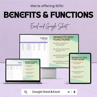 Workers Sign Out Sheet - Excel & Google Sheets Template | 50% Off | Employee Sign-In/Sign-Out Tracker