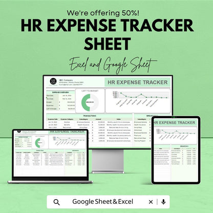 HR Expense Tracker Sheet | Budget Tracker | HR Expense Management | Excel & Google Sheet | HR Budget Planning Tool | Financial Tracker