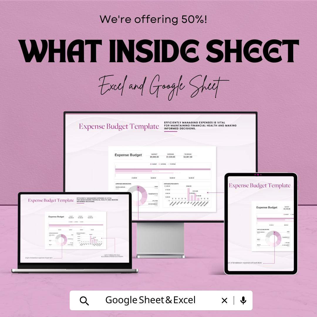 Expense Budget Template | Monthly Expense Tracker | Budget Planner Spreadsheet | Personal Finance Organizer | Business Budget Sheet
