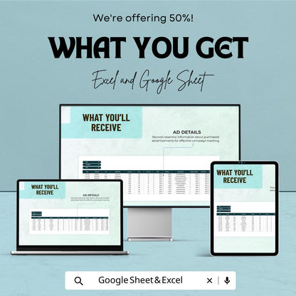 Advertising Media Buying Tracking Sheet Template, Media Buying Spreadsheet, Ad Spend Tracker, Marketing Budget Planner