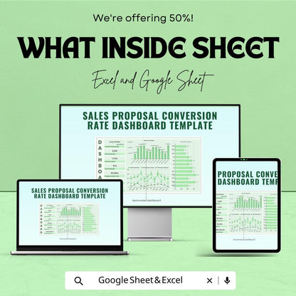 Sales Proposal Conversion Rate Dashboard | Excel & Google Sheet | Sales Analytics | Conversion Tracking Template