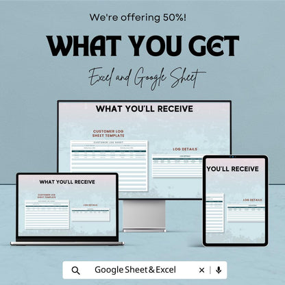 Customer Log Sheet Template | Customer Tracker Spreadsheet | Client Management Template | Excel & Google Sheets | CRM Organizer Sheet |