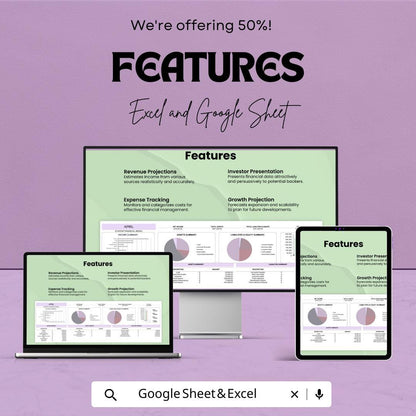 Startup Financial Model Template for Excel and Google Sheets | Budget Planning, Cash Flow, Financial Projection, Business Plan Template |