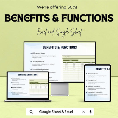 Sales Incentive Claim Log Template | Incentive Tracking Spreadsheet | Commission Claim Tracker | Excel & Google Sheets