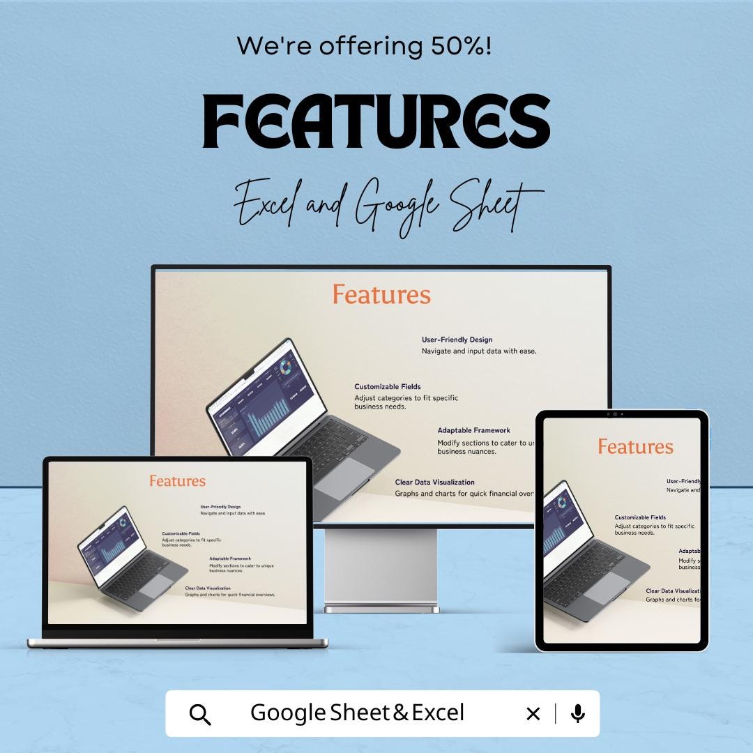KPI Dashboard Template - Excel & Google Sheet, Business Performance Tracker, Key Performance Indicators, Data Analysis, Metrics Dashboard,