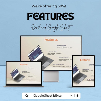 KPI Dashboard Template - Excel & Google Sheet, Business Performance Tracker, Key Performance Indicators, Data Analysis, Metrics Dashboard,