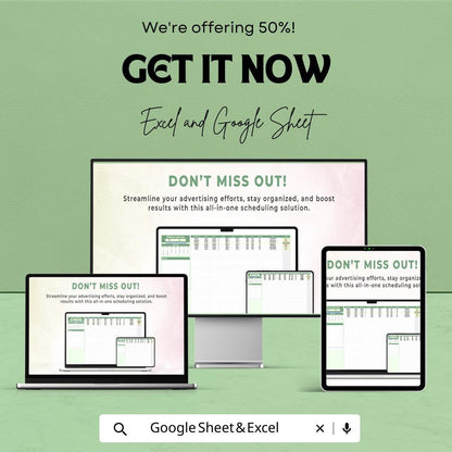 Advertising Content Editorial Calendar Template, Marketing Editorial Calendar, Content Planner Excel, Ad Campaign Content Schedule