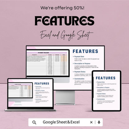 Payment Tracker Template  | Bill Payment Organizer Spreadsheet | Monthly Payment Log | Expense & Due Date Tracker