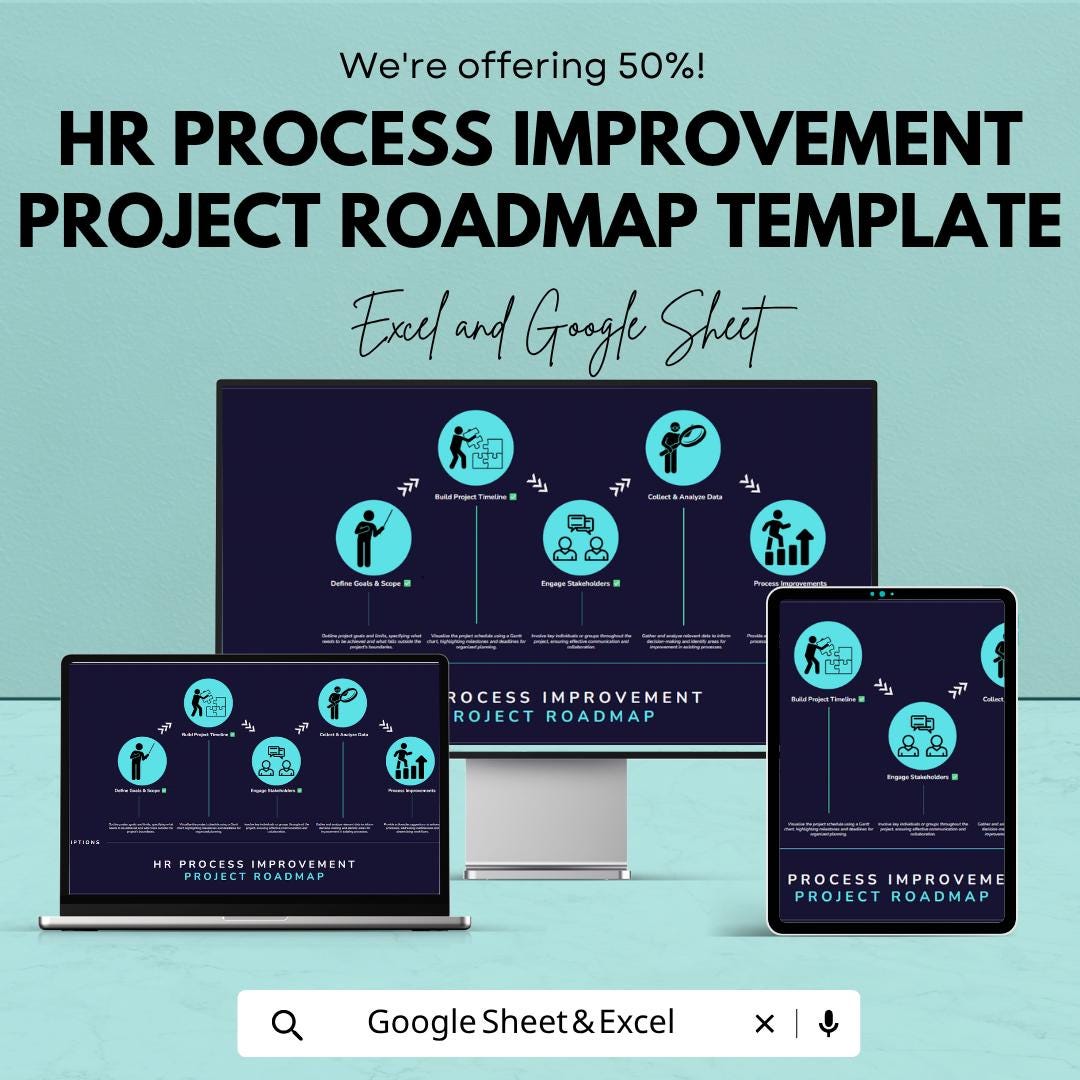 HR Process Improvement Roadmap Template | HR Project Plan | Business Process Workflow | Human Resources Planner | Project Timeline Tool