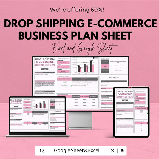 Drop Shipping E-commerce Business Plan Sheet | Google Sheets Template for Online Store Success | Business Strategy & Financial Projections
