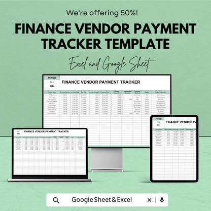 Finance Vendor Payment Tracker Template | Vendor Payment Log | Invoice Tracker Spreadsheet | Business Finance Template