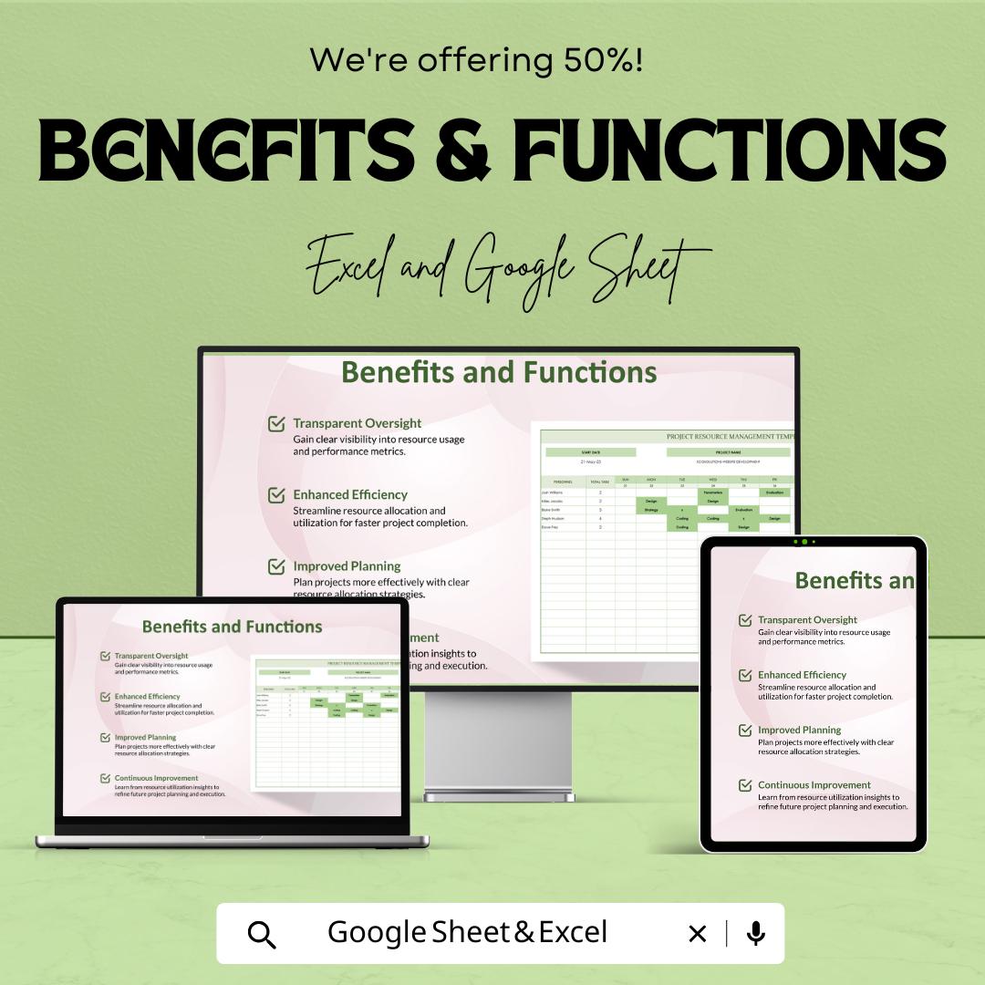 Resource Management Sheet | Project Resource Planner | Excel & Google Sheets Template | Task and Personnel Allocation Tool