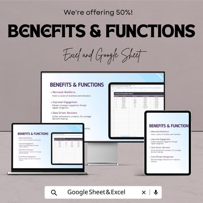 HR Reward & Recognition Dashboard | Quarterly Employee Tracker | Excel and Google Sheets | Motivation and KPI Dashboard | Instant Download