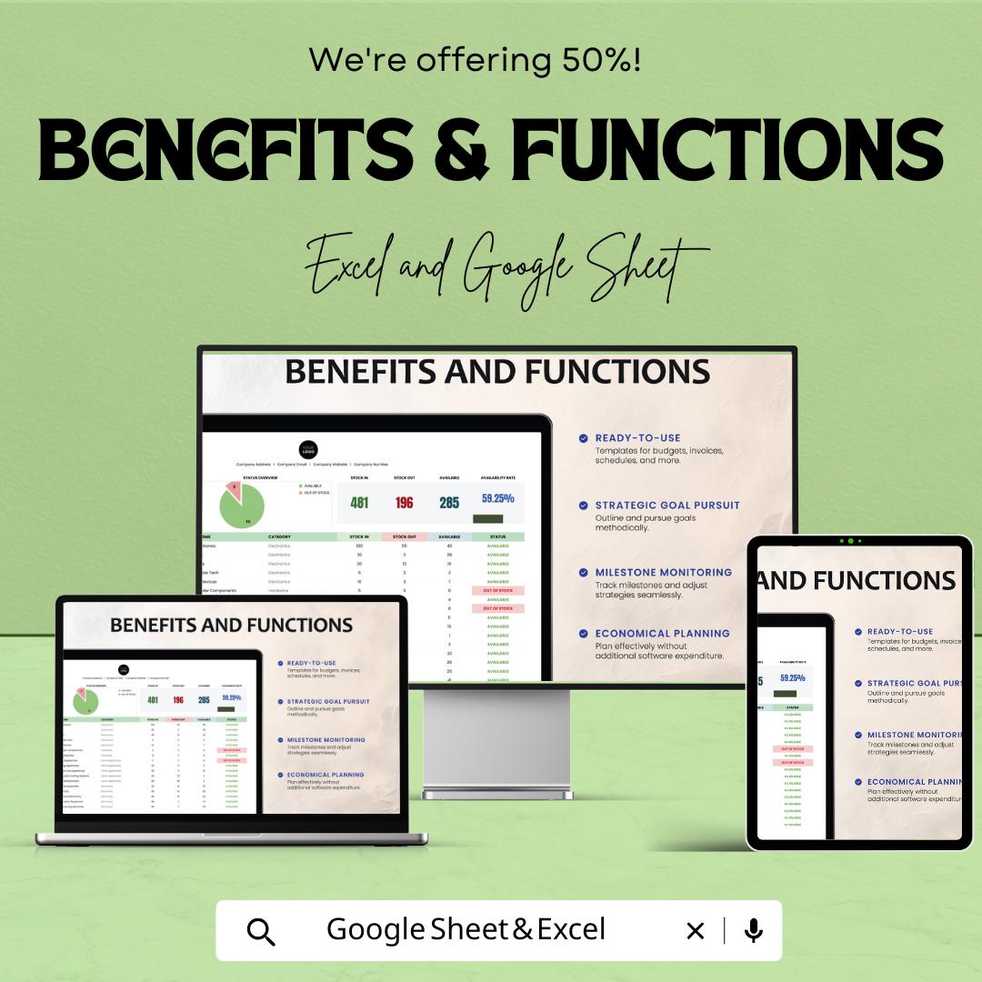 Startup Inventory Management System Template | Inventory Dashboard and Stock Tracker | Excel & Google Sheets
