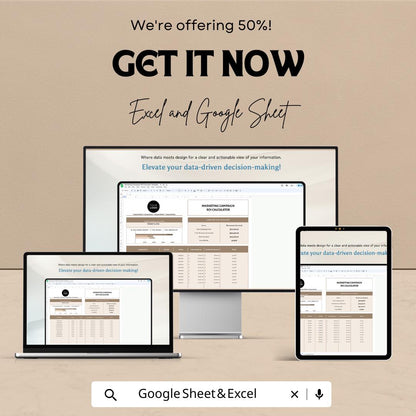 Marketing Campaign ROI Calculator Template | Marketing ROI Tracker | Campaign Analysis Spreadsheet | Marketing KPI Tracker