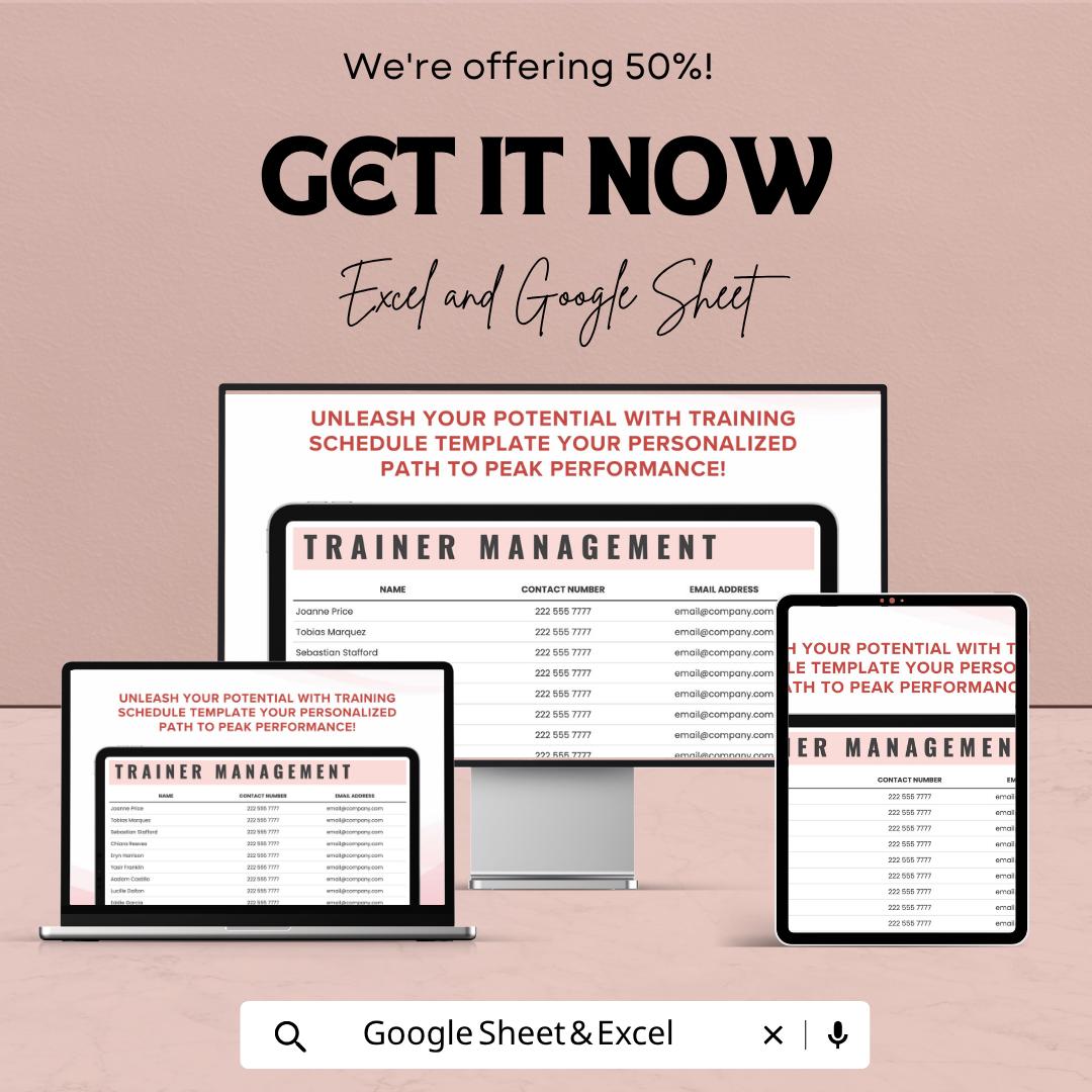 Training Schedule Template | Training Planner Excel | Employee Training Tracker Google Sheets | Training Management Template
