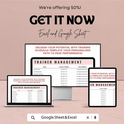 Training Schedule Template | Training Planner Excel | Employee Training Tracker Google Sheets | Training Management Template