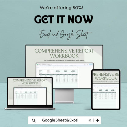 Report Workbook Template | Business Report Sheet | Data Analysis Tracker | Financial Summary Planner | Editable Spreadsheet