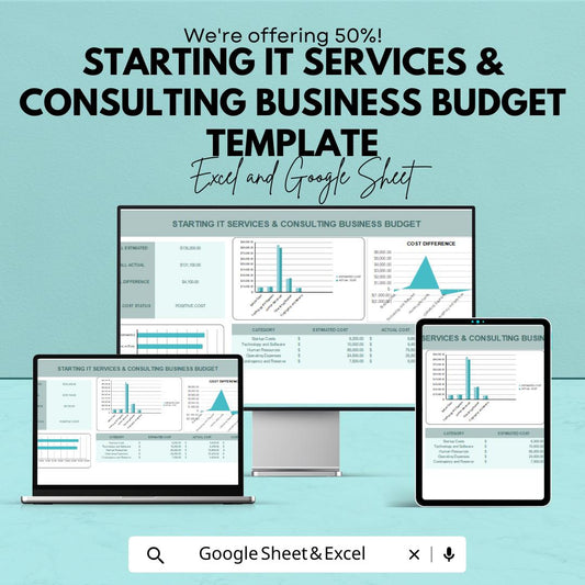 Starting IT Services & Consulting Business Budget Template | Startup Financial Planner | IT Consulting Budget Spreadsheet