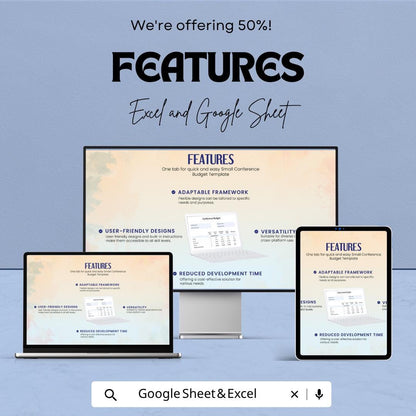 Small Conference Budget Template | Event Budget Spreadsheet | Conference Expense Tracker | Excel & Google Sheets | Event Planning Cost Sheet
